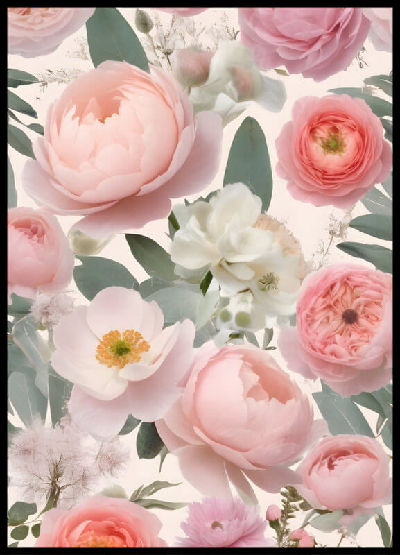 plakat - flower collage blush III
