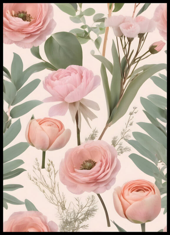 plakat - flower collage pastel IV