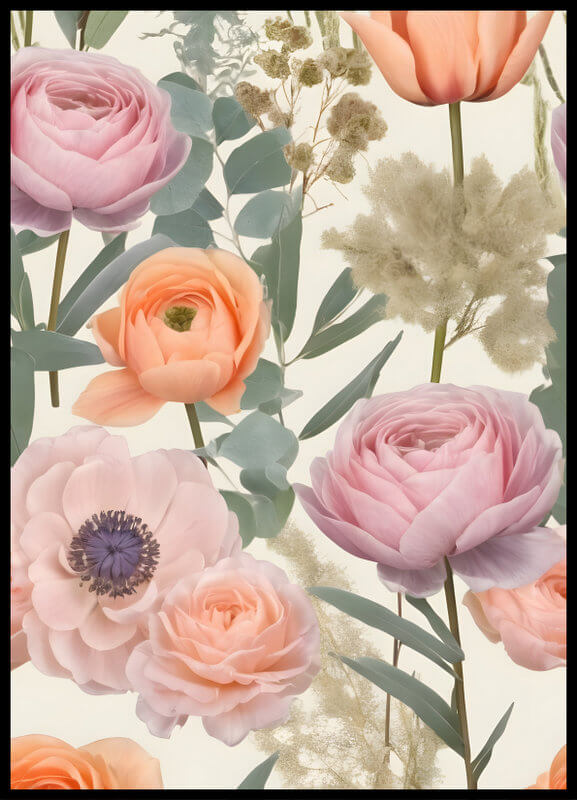 plakat - flower collage pastel VII