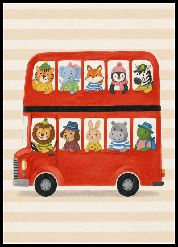 Plakat - Autobus ze zwierzątkami