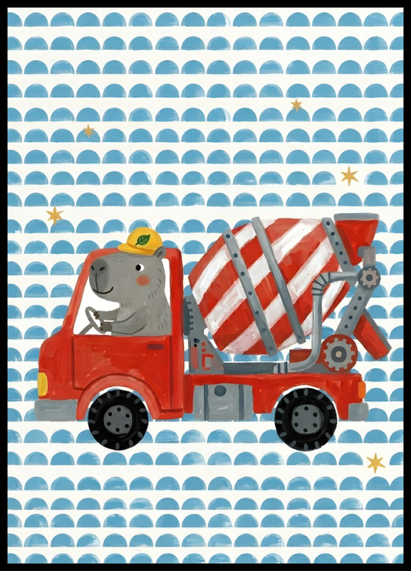 Plakat - Kapibara w betoniarce