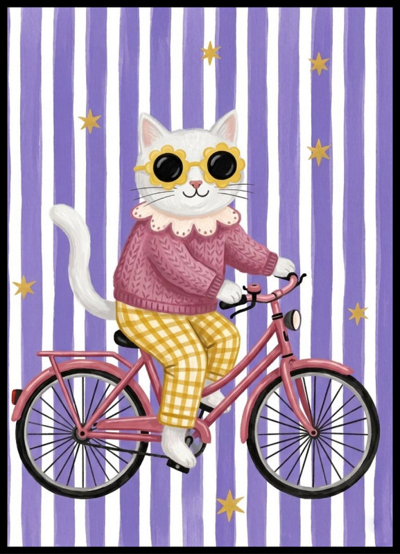 Plakat - Kotka na rowerze