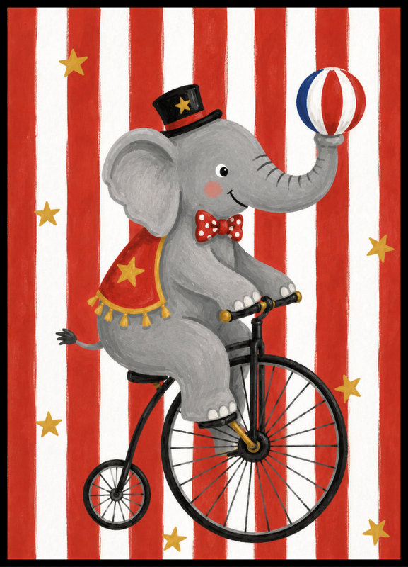 Plakat - Słoń na bicyklu